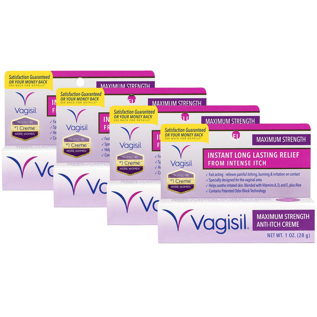 Vagisil Maximum Strength Feminine Anti-Itch Cream with Benzocaine for Women, Helps Relieve Yeast Infection Irritation, Gynecolog