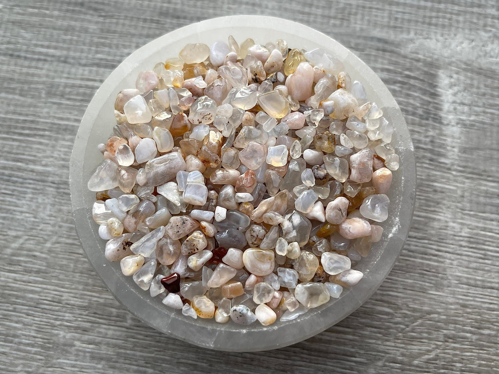 GAF TREASURES 2 oz Lot Natural Cherry Blossom Semi Tumbled Gemstone Chips, Crushed Mini Crystals, Undrilled Crystal Chips (Cherr