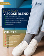 Pembrook Bamboo Viscose Diabetic Socks for Women & Men - 6 Pairs Ankle Socks for Swollen Feet | Neuropathy Socks | Moisture Wick
