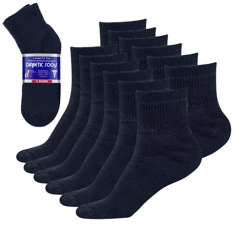 Diabetic Ankle Socks Mens Womens Non-Binding Socks Loose Fit Navy 6 Pairs Debra Weitzner