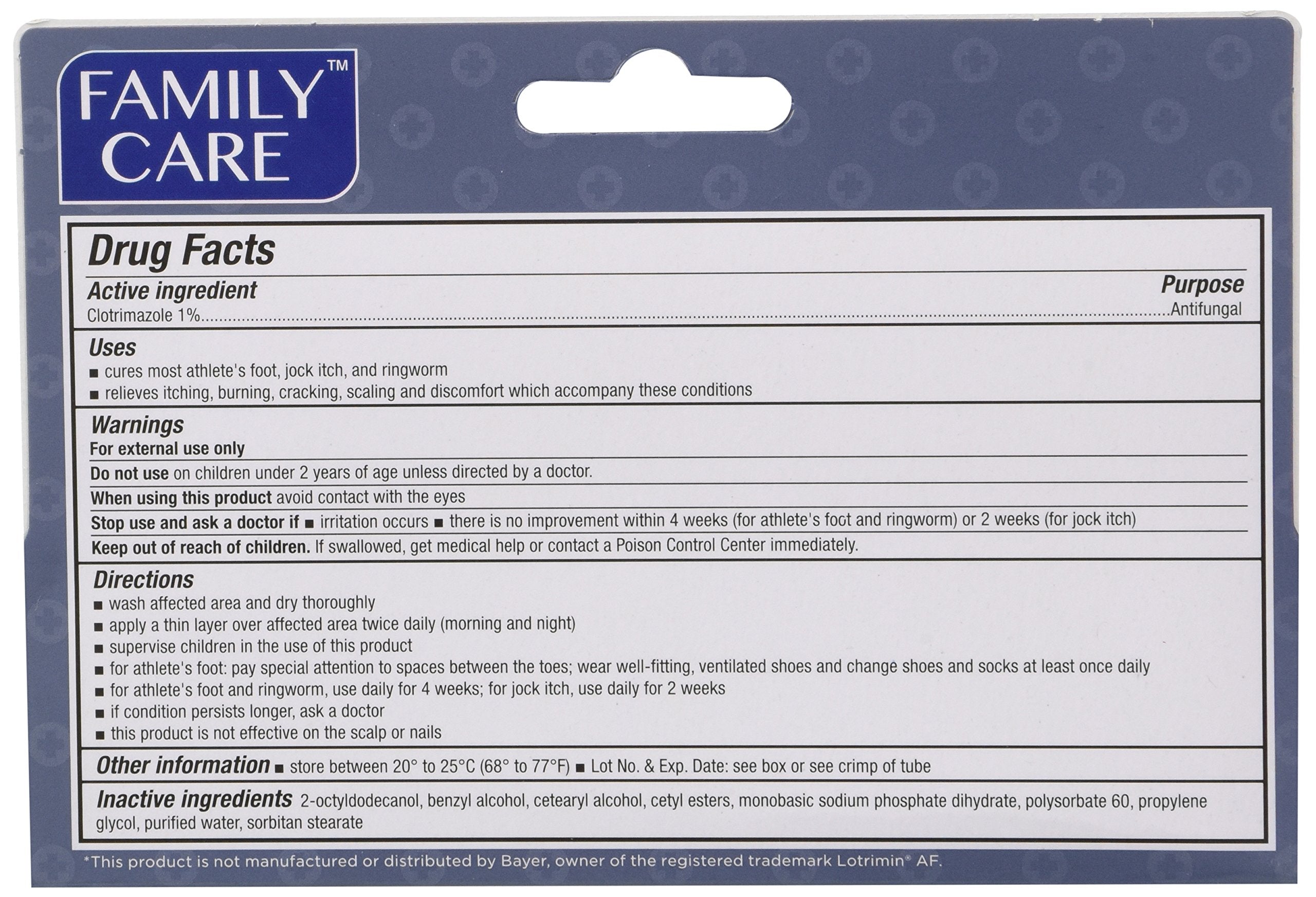 Family Care Clotrimazole Anti Fungal Cream, 1% USP Compare to Lotrimin 1oz. (Pack of 3)