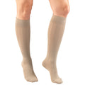 Truform Compression Socks, 15-20 mmHg, Women's Dress Socks, Knee High Over Calf Length, Tan Cable Knit, X-Large