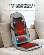 COMFIER Back Massager with Heat, Massage Seat Cushion for Chair with 10 Vibration Motors, Adjustable Lumbar Support,Chair Massag