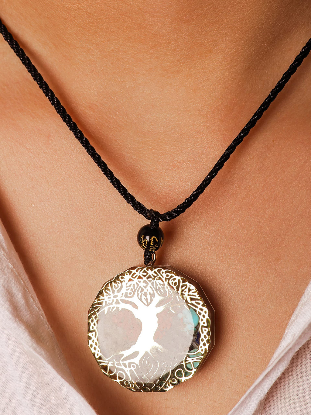 MINACHI Orgone Necklace, 7 Chakra Orgonite Tree of Life Pendant for Spiritual Healing and Positive Energy Meditation