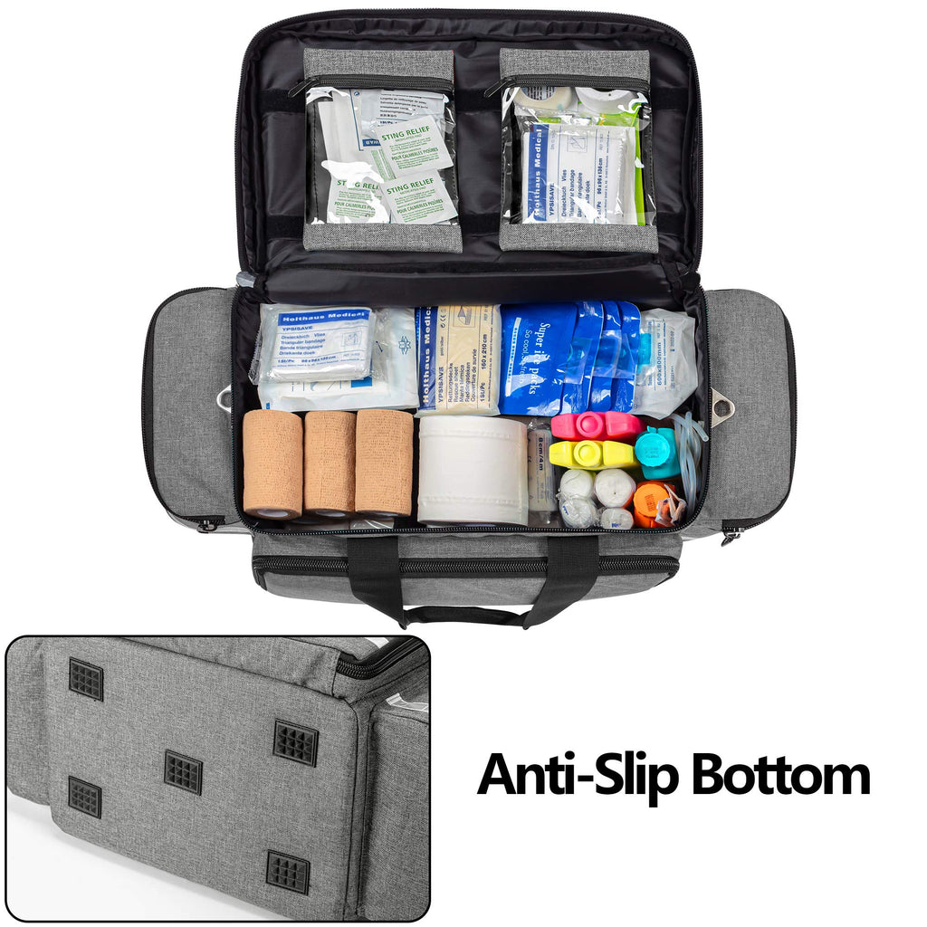 Trunab Professional Medical Bag, First Aid Storage Bag, Empty Emergency Responder Trauma Bag with Inner Dividers and No-Scratch