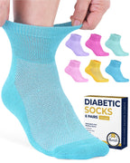 Pembrook Ankle Diabetic Socks for Women and Men | 6 Pairs | Wide Calf and Ankle Neuropathy Socks for Women | Moisture Wicking Wo