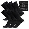6 Pairs of Cotton Diabetic Non-Binding Neuropathy Crew Socks (Black, Fits Mens Shoe Size 8-10/Womens shoe size 9-11)