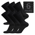 6 Pairs of Cotton Diabetic Non-Binding Neuropathy Crew Socks (Black, Fits Mens Shoe Size 8-10/Womens shoe size 9-11)