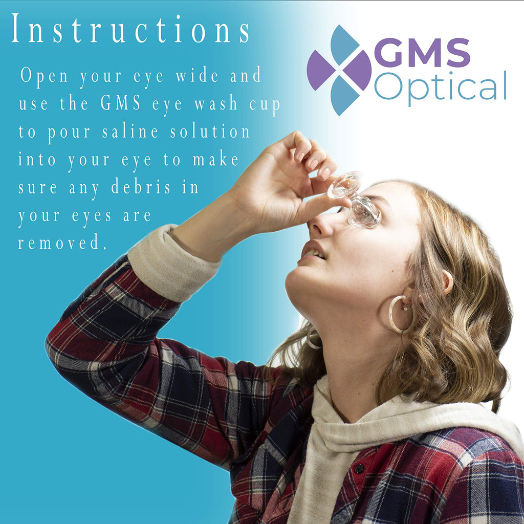 GMS Optical Glass Eye Wash Cup - Soothing Relief from Allergens, Irritants, Makeup, Dust, Dry Eyes and More - Use With Distilled