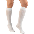 Truform Compression Socks, 15-20 mmHg, Women's Dress Socks, Knee High Over Calf Length, White Cable Knit, X-Large