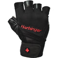 Harbinger Pro Wristwrap Weightlifting Gloves with Vented Cushioned Leather Palm (Pair), Medium, Black
