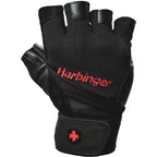 Harbinger Pro Wristwrap Weightlifting Gloves with Vented Cushioned Leather Palm (Pair), Medium, Black