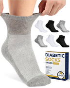 Pembrook Ankle Diabetic Socks for Men & Women | 6 Pairs | Black, White, Gray | Wide Stretch Top Mens Diabetic Socks | Diabetic S