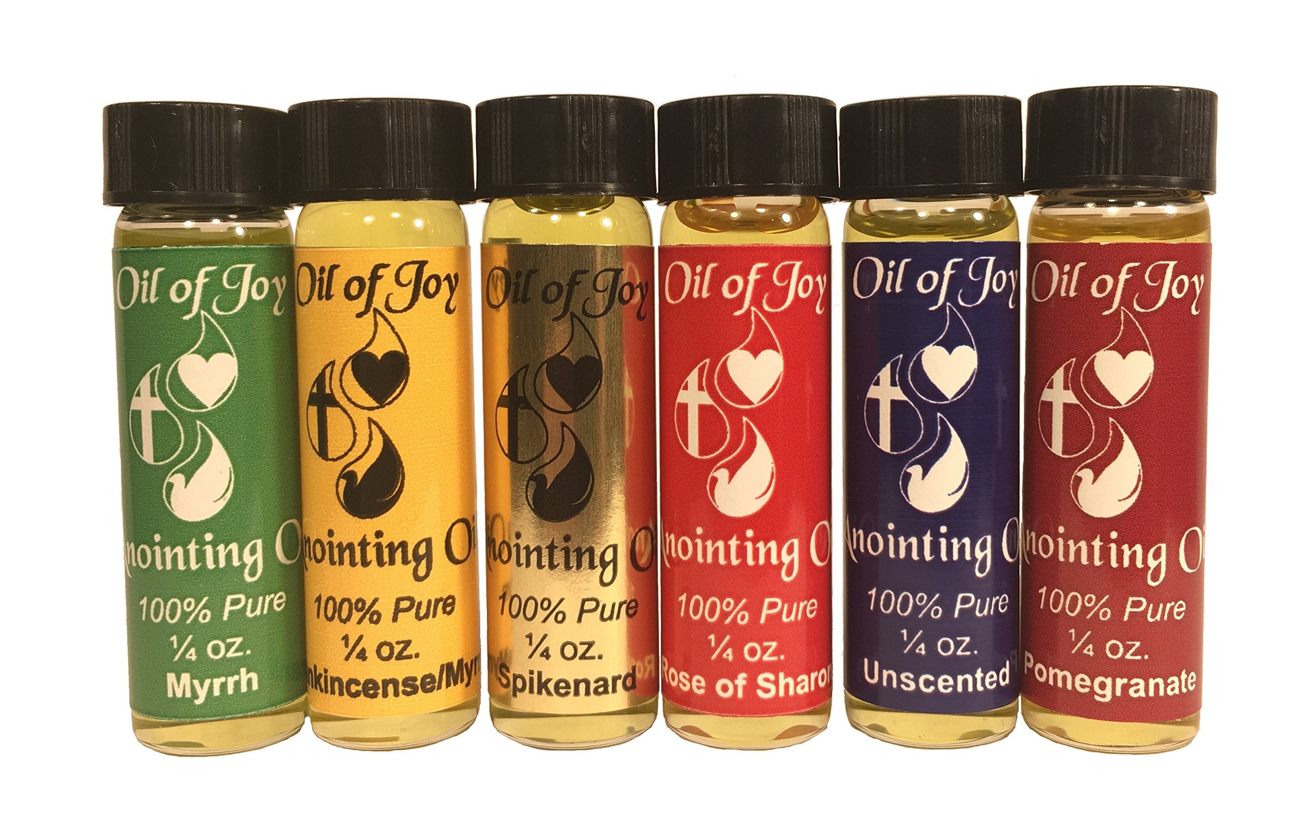 Pack of 6 Anointing Oil for Prayer - Assorted Scents - Rose of Sharon Anointing Oil Frankincense and Myrrh, Lily of The Valley, 