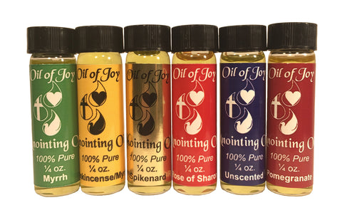 Pack of 6 Anointing Oil for Prayer - Assorted Scents - Rose of Sharon Anointing Oil Frankincense and Myrrh, Lily of The Valley, 