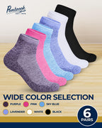 Pembrook Ankle Diabetic Socks for Men & Women | 6 Pairs | Black, White, Blue, Light Blue, Pink, Purple | Mens Diabetic Socks | D