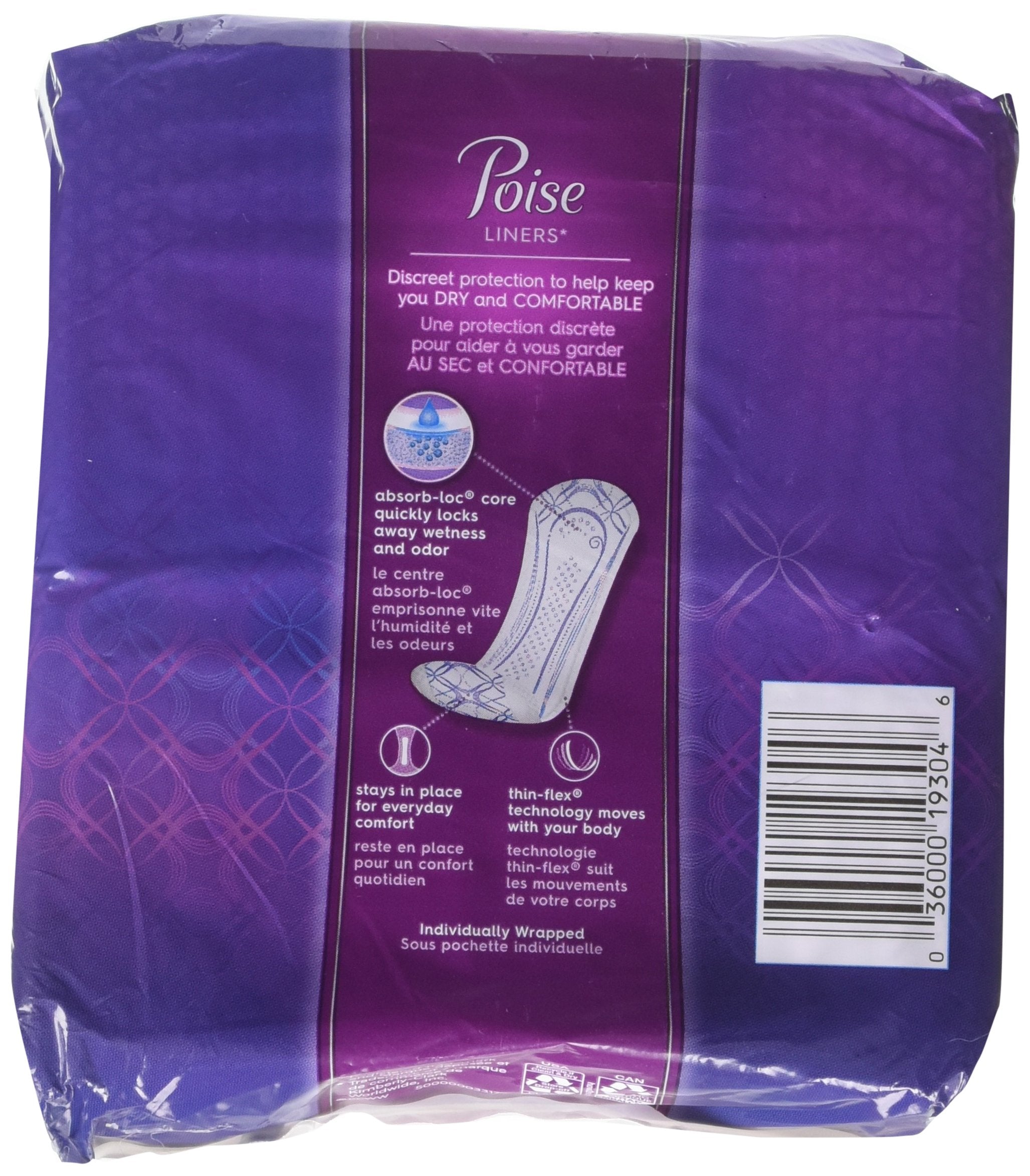 Poise Liners for Light Bladder Leakage, Long Length, Very Light Absorbency, 44 Count (Pack of 2)