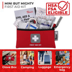 Thrive Travel Essentials Mini First Aid Kit - 66 FSA HSA Approved Products Includes Multi-Sized Bandage, Wipes, Safety Pins, and