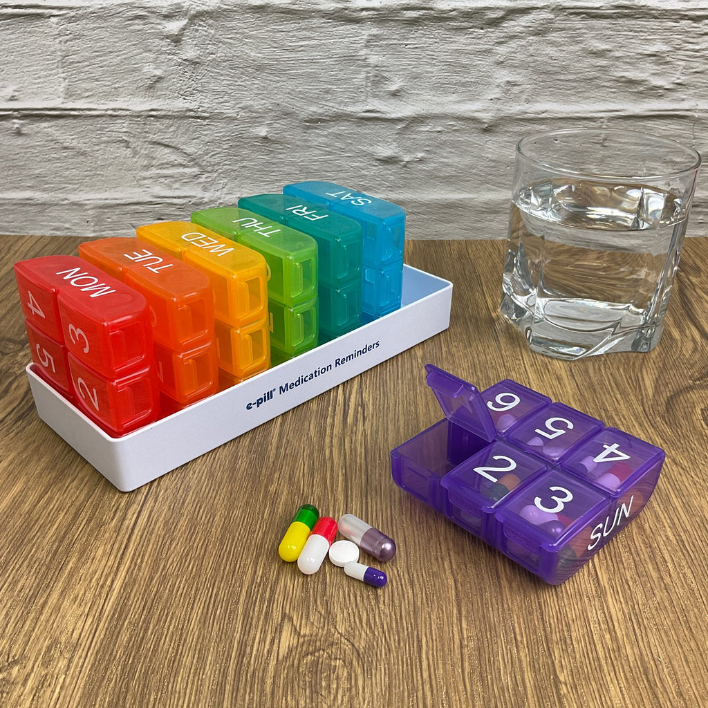 e-Pill 6 Times a Day x 7 Day Weekly Pill Organizer, Vitamin, and Medicine Box - Multicolor