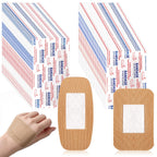BBTO 200 Pcs Large Assorted Bandages 2 Styles Flexible Fabric Adhesive Bandages Bulk Wounds Care First Aid Supplies Fingertip Ad