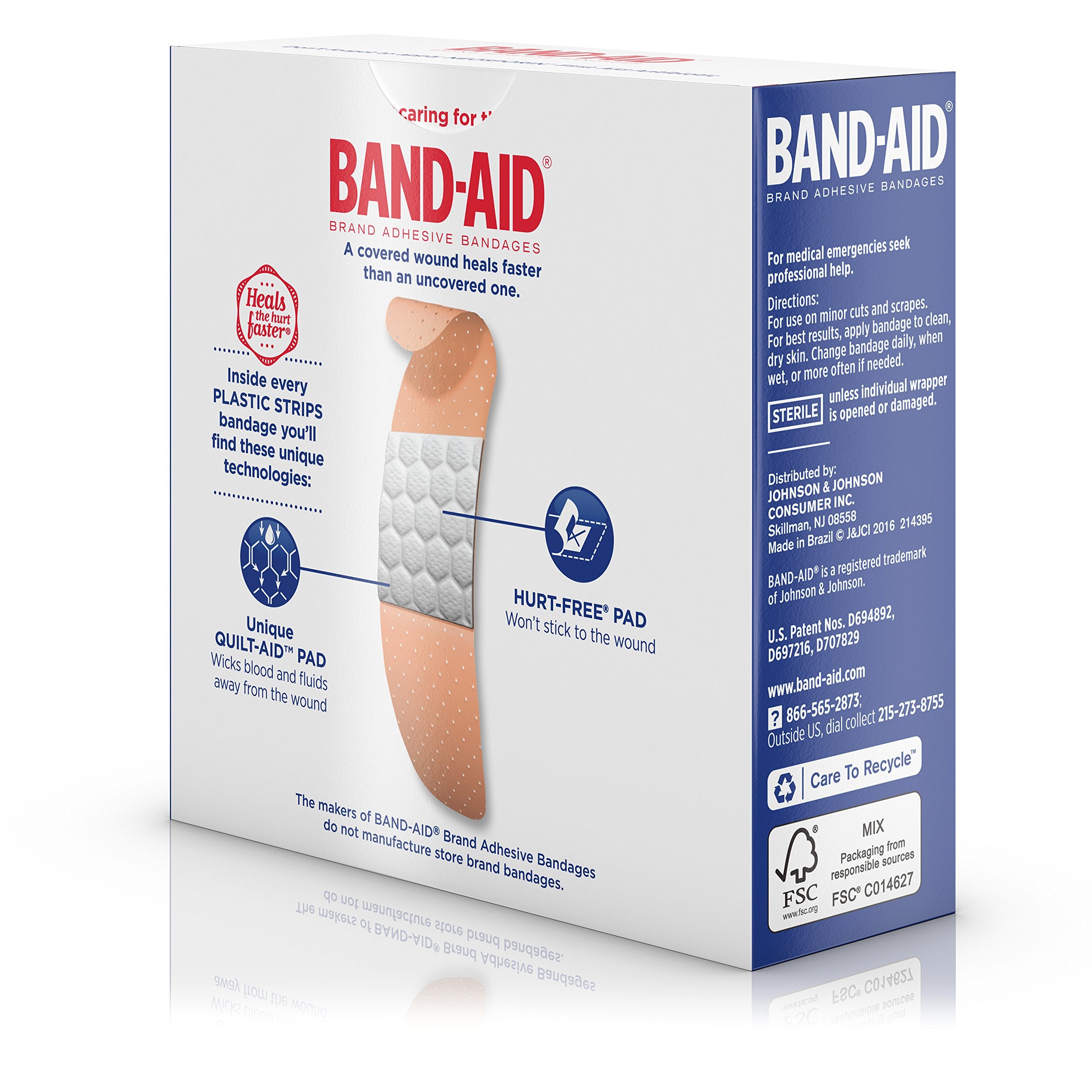 Band-Aid Brand Adhesive Bandages, Plastic Strips, ONE SIZE FITS ALL, 60 Count (Pack of 3)