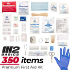 M2 BASICS Professional 350-Piece First Aid Kit - First Aid Kit for Car, Home, Office, Business & Vehicles - Organized Dual-Layer