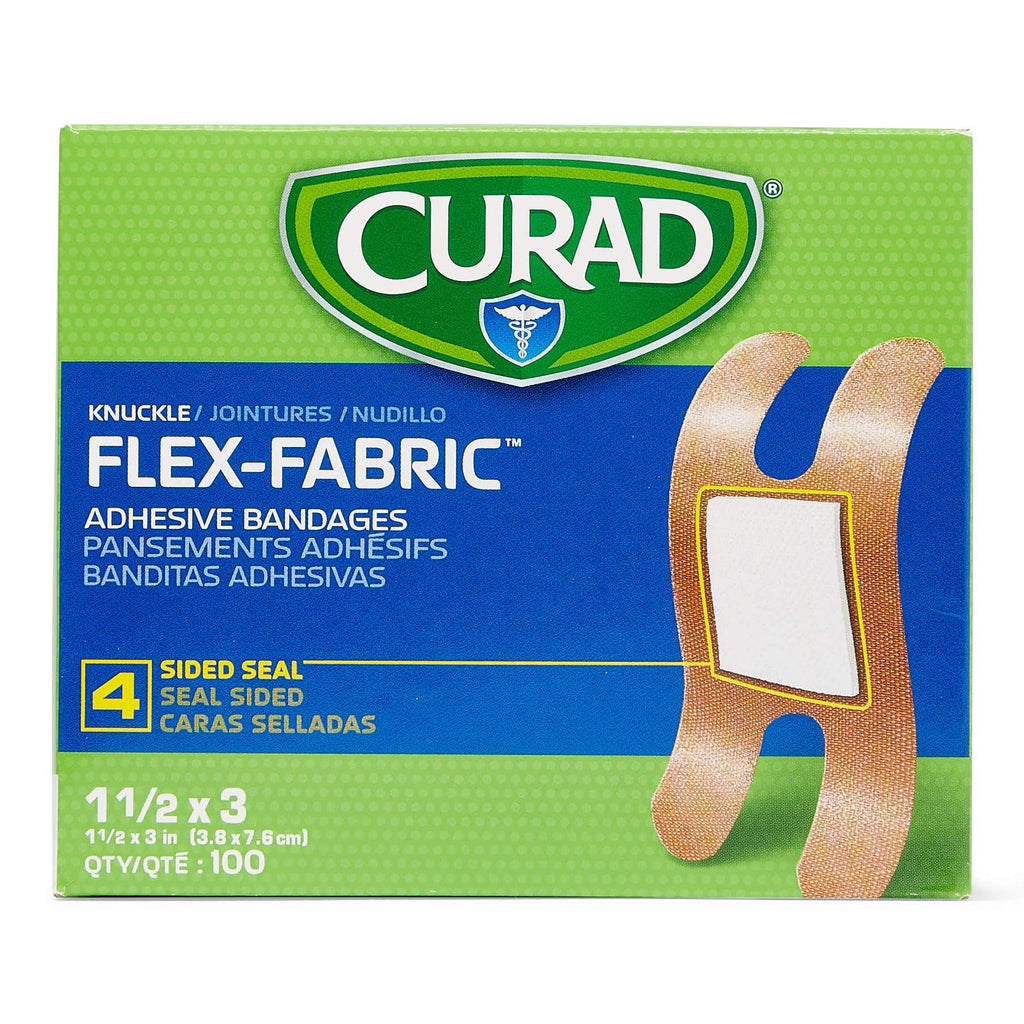 CURAD Flex-Fabric Adhesive Bandages, Knuckle, 100 CT, Pack of 2