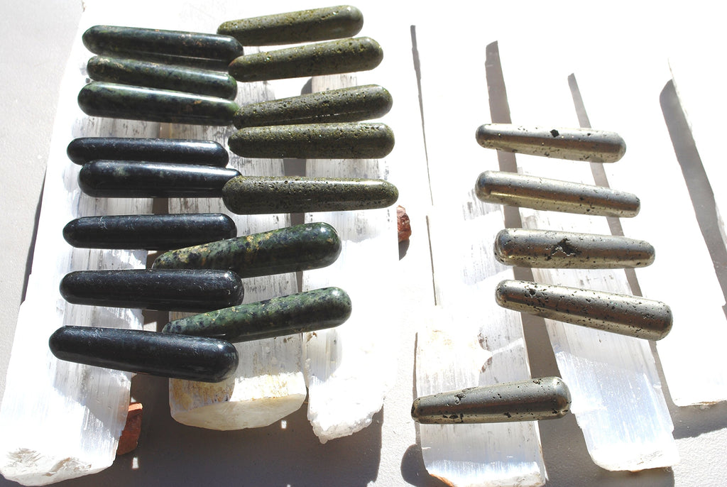 Charged 4 Faceted Nephrite Inca Jade (Jadeite) Crystal Massage Wand + Selenite Charging Heart Included (Healing Energy/REVITALIZ