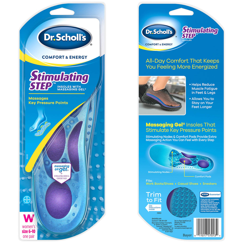 Dr. Scholls STIMULATING STEP Insoles Massaging Gel Plus Stimulating Nodes for Extra Massaging Action on Key Pressure Areas, for