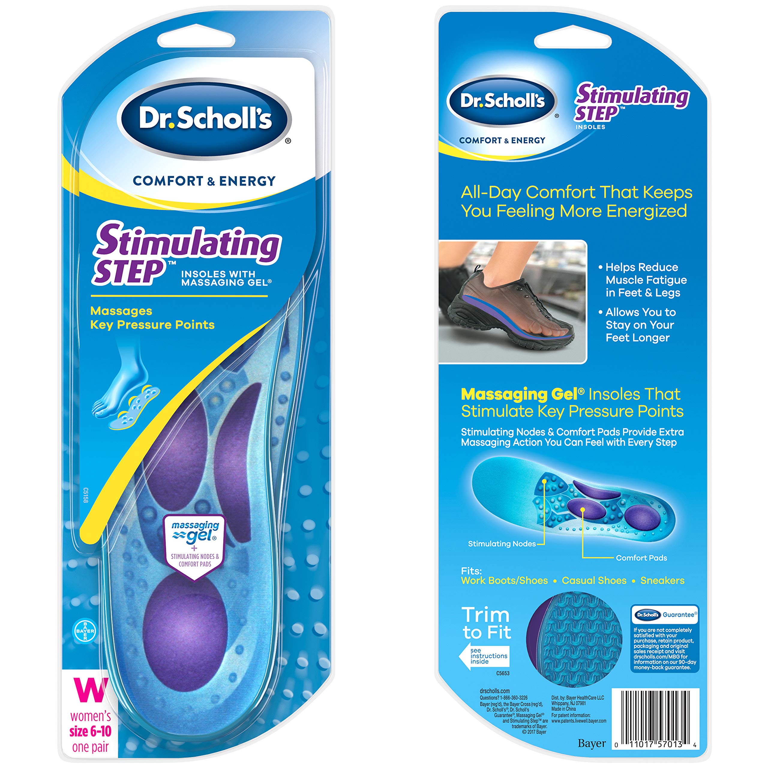 Dr. Scholls STIMULATING STEP Insoles Massaging Gel Plus Stimulating Nodes for Extra Massaging Action on Key Pressure Areas, for