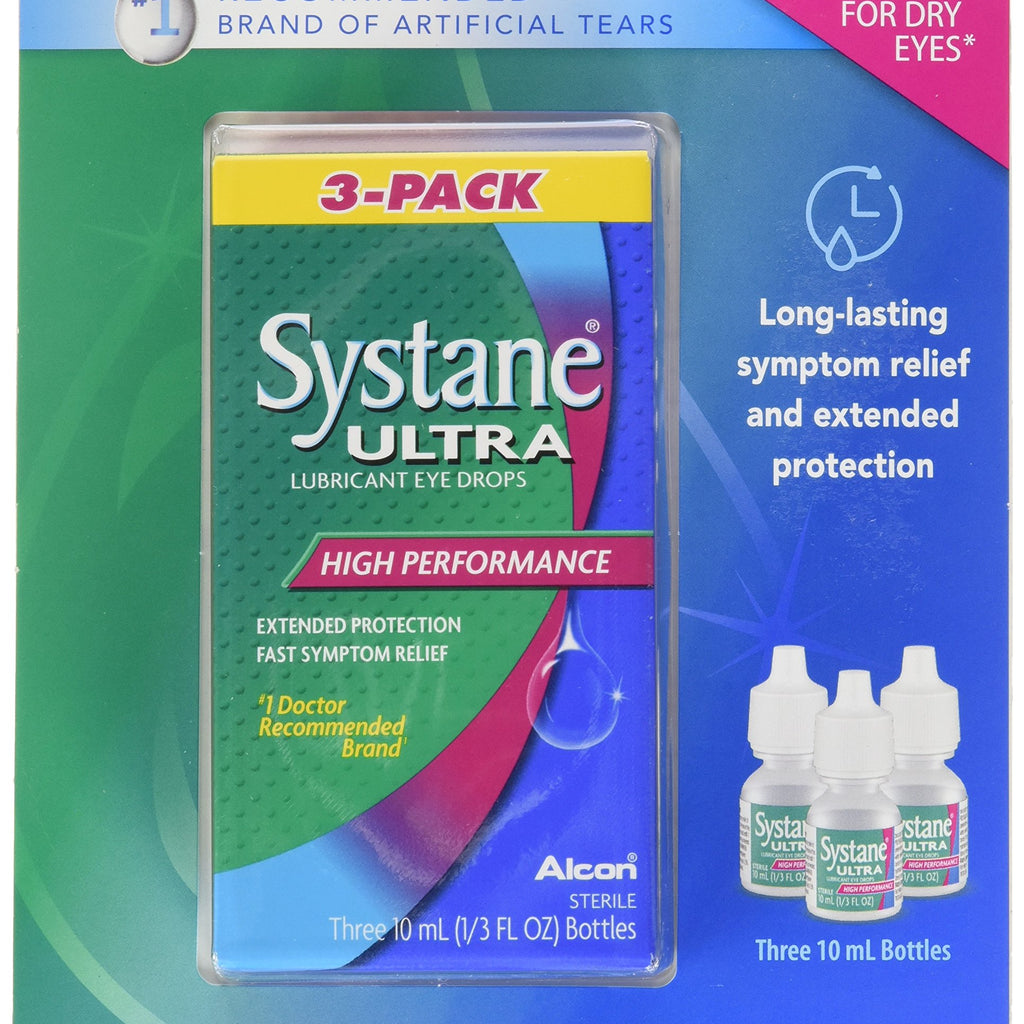 Systane Ultra Lubricant Eye Drops, .33 fl oz (10 ml) Bottle (Pack of 3)