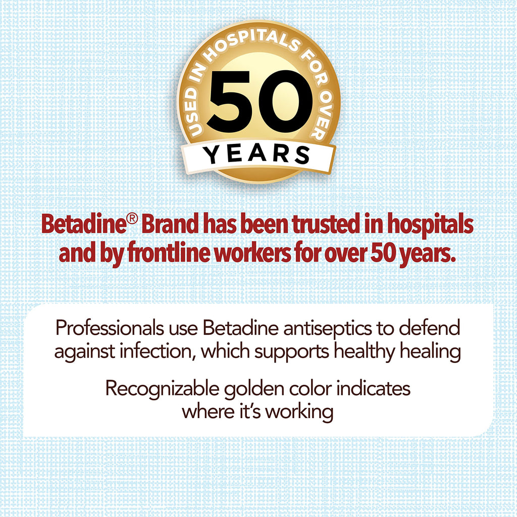 Betadine Antiseptic Liquid First Aid Solution, Povidone-iodine 10%, Infection Protection, Kills Germs In Minor Cuts Scrapes And