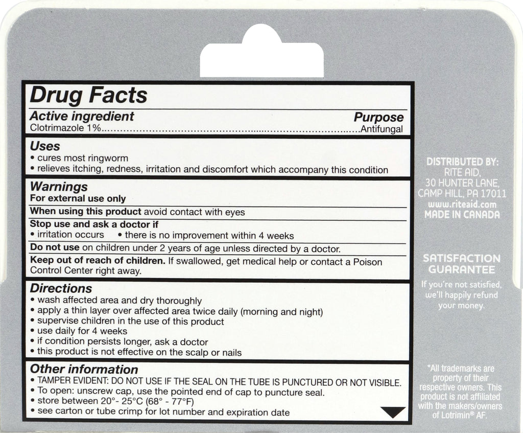 Rite Aid Antifungal Ringworm Clotrimazole Cream, 0.5 oz (15 g) | Antifungal Cream | Jock Itch Treatment | Anti Fungal Skin Cream