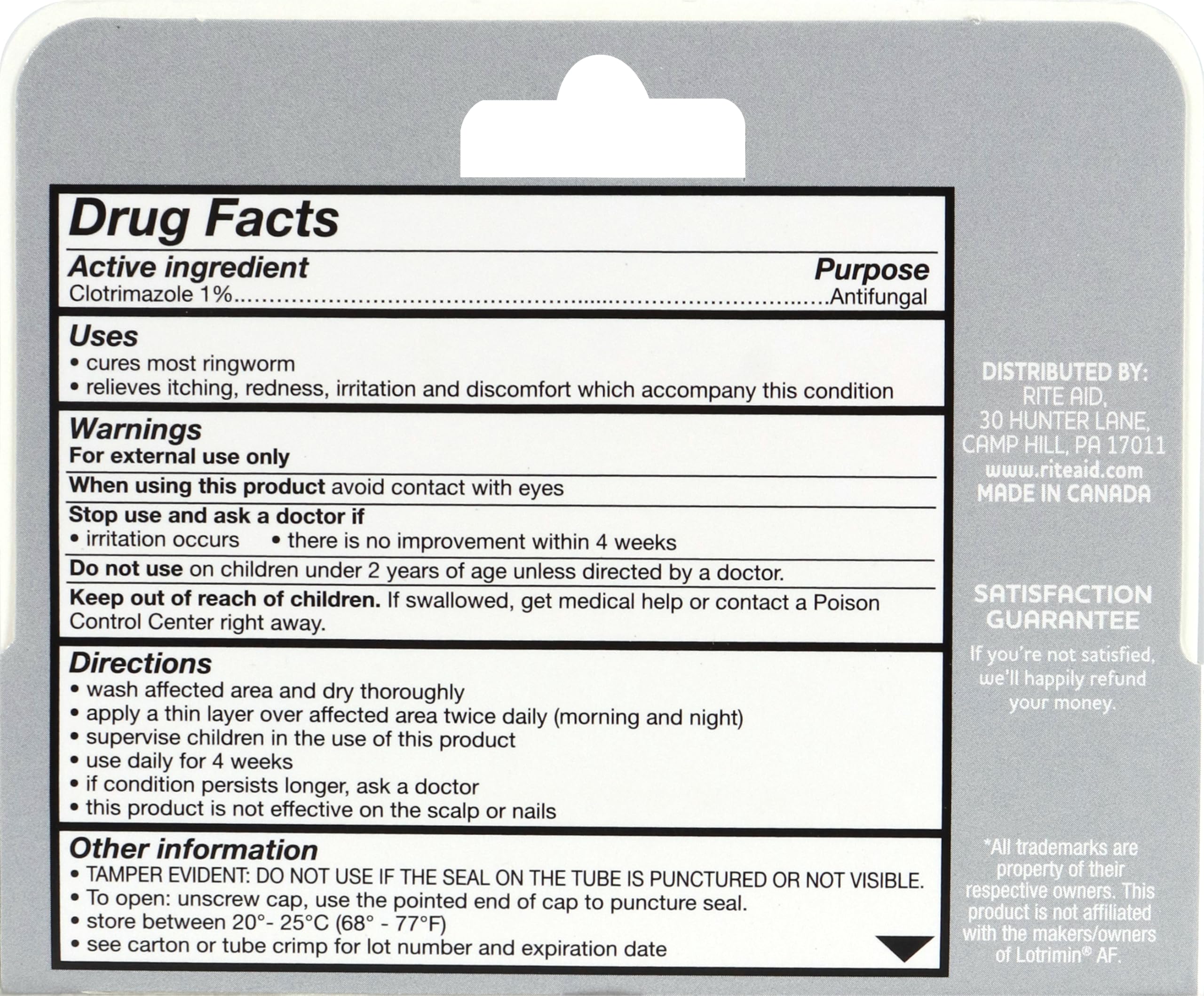 Rite Aid Antifungal Ringworm Clotrimazole Cream, 0.5 oz (15 g) | Antifungal Cream | Jock Itch Treatment | Anti Fungal Skin Cream