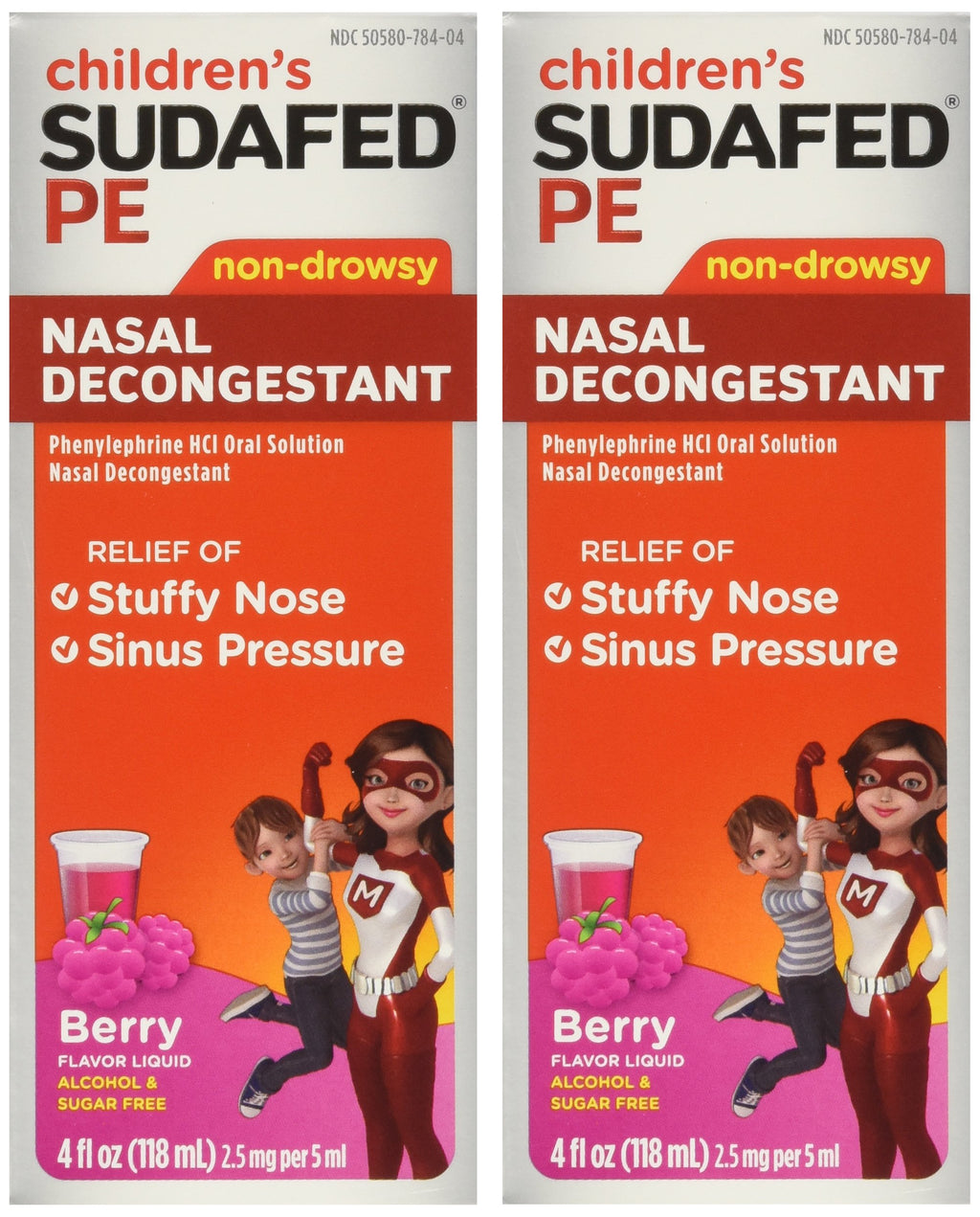 Childrens Sudafed Pe Non-drowsy Raspberry Flavor Liquid, 4-Ounce (Pack of 2)