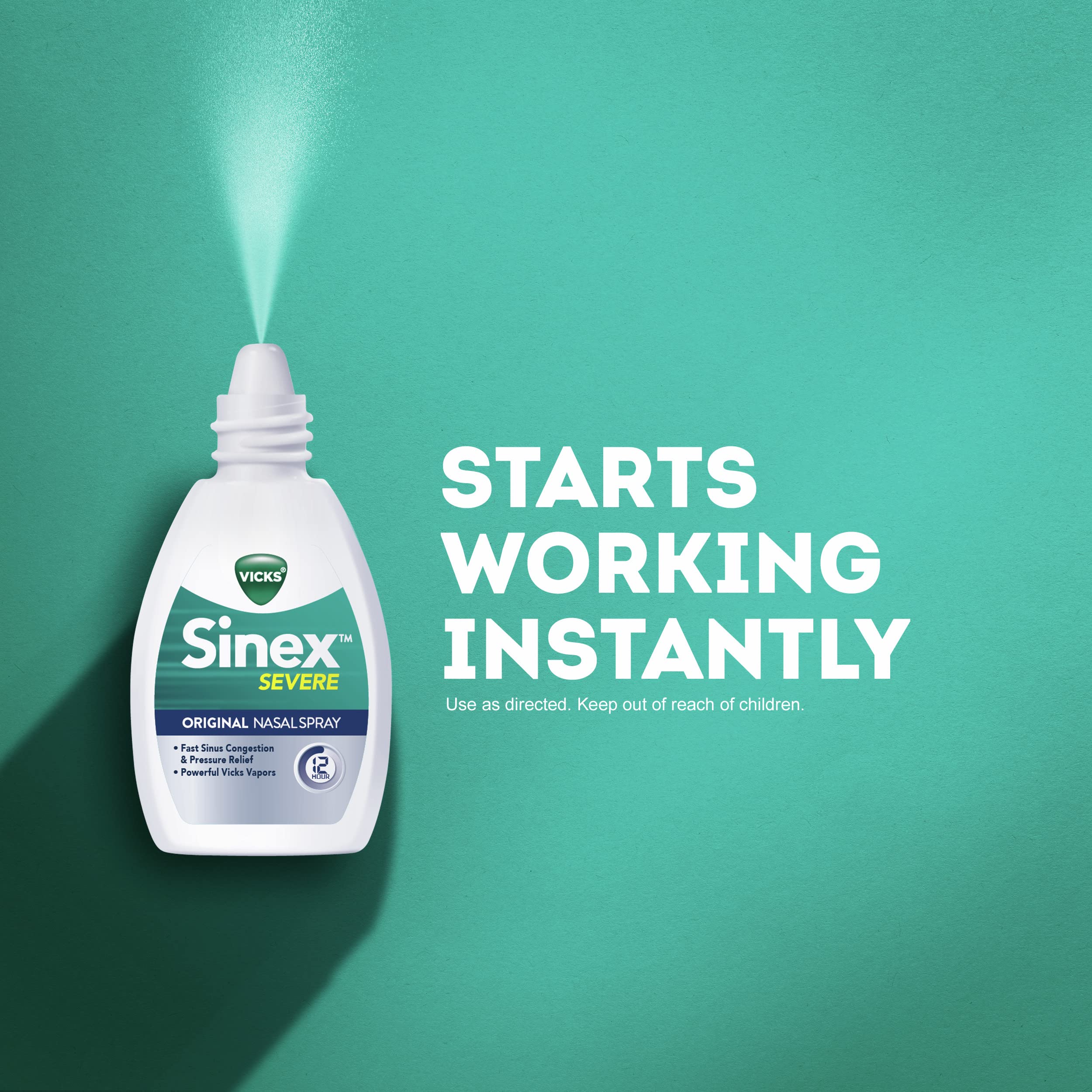 Vicks Sinex SEVERE, Nasal Spray, Original Sinus Decongestant for Fast Relief of Cold & Allergy Congestion, Sinus Pressure Relief
