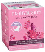 Natracare Ultra Extra Pads with Wings, Long, Individually Wrapped, Made with Certified Organic Cotton, Ecologically Certified Ce