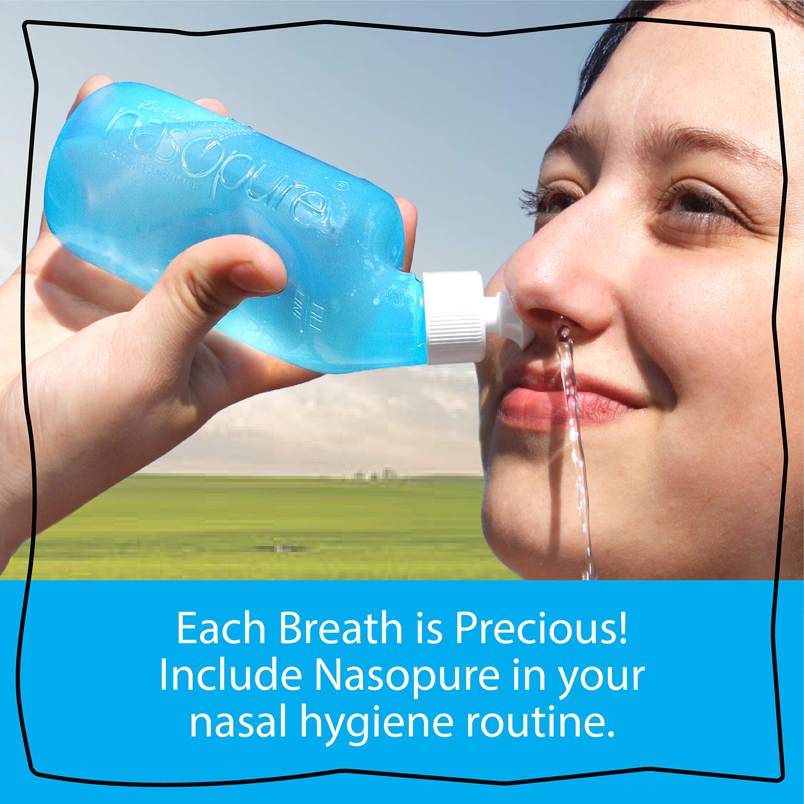 Nasopure Nasal Wash, System Kit, The Nicer Neti Pot    Sinus Wash Kit, Comfortable Nasal Rinse 8 Oz Bottle & 20 Salt Packets (3.