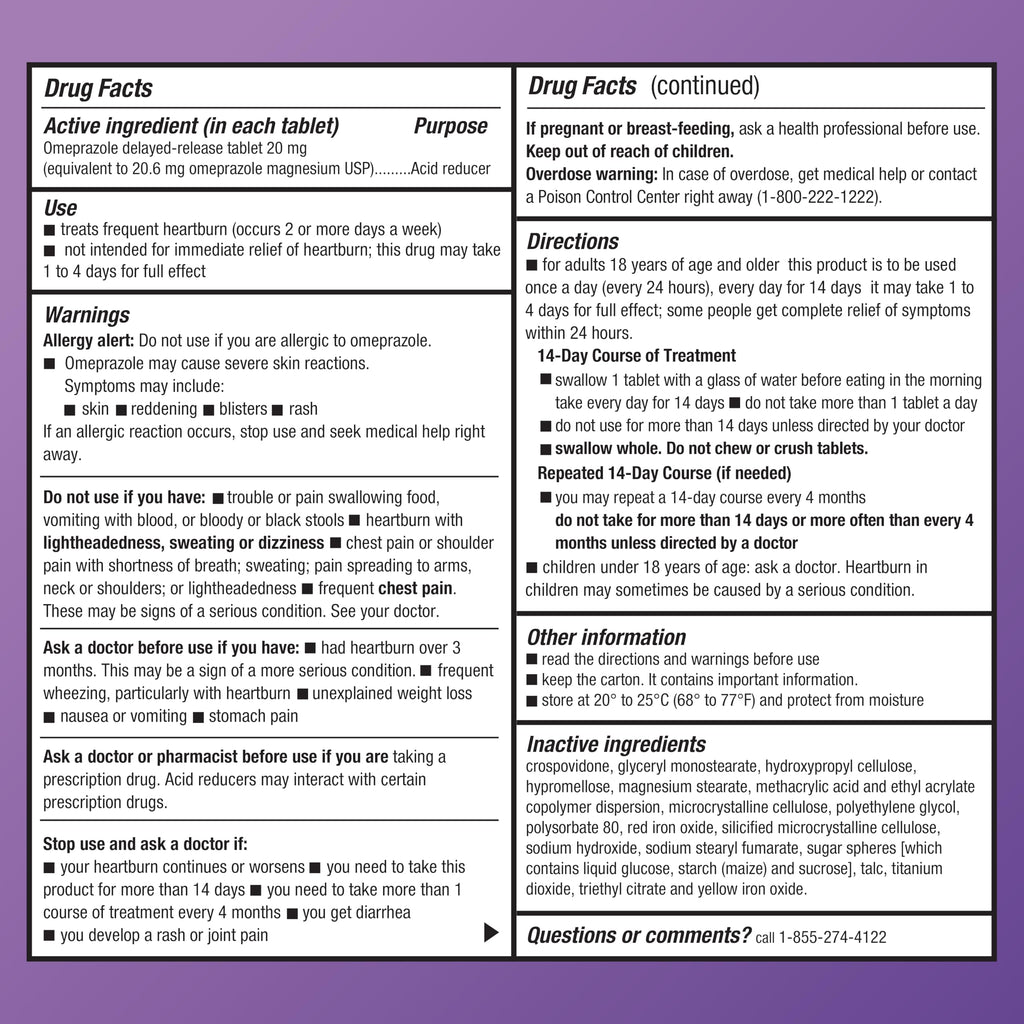 Amazon Basic Care Omeprazole Delayed Release Tablets 20 mg, Acid Reducer, 14 Count (Packaging may vary)
