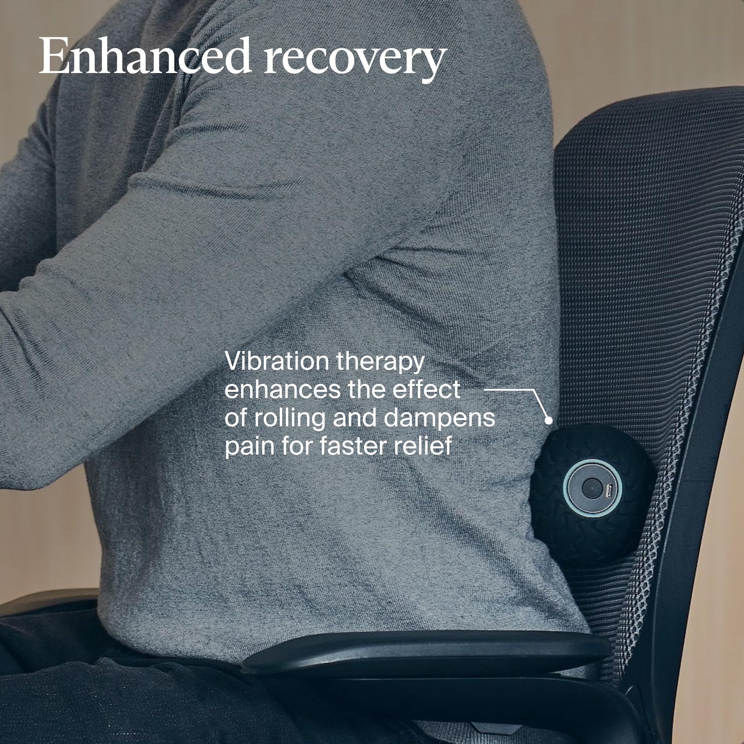 Therabody WaveSolo - Handheld Bluetooth Enabled Massage Device, Ultra Portable Vibration Therapy Ball w/QuietRoll Technology & 3