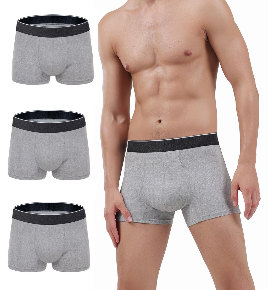 AIRCUTE Men Urinary Incontinence Underwear Washable Absorbency Soft Bladder Leak Proof Boxer Briefs 60 ML 3 Pack (Small,3 Gray)