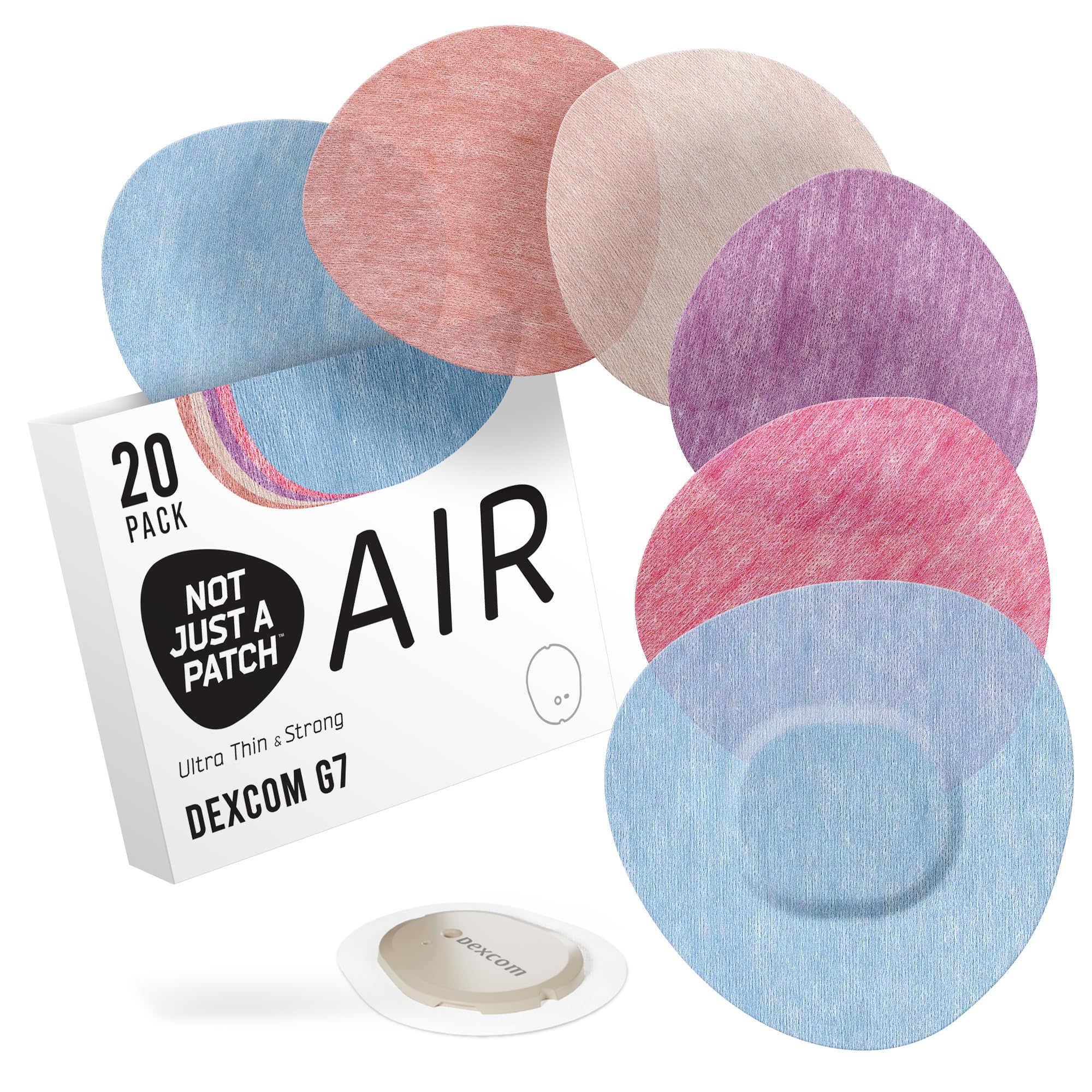 Not Just A Patch Air Dexcom G7 Adhesive Patches (20 Pack) - Strong and Light Stelo CGM & Dexcom G7 Over Patches with Ultra-Hold 