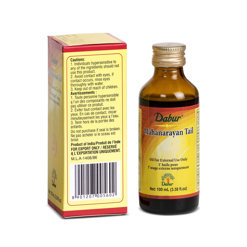 Dabur Herbal Ayurveda Mahanarayan Tail Massage Oil for Aching Joints and Muscles (100 ml / 3.38 fl oz)