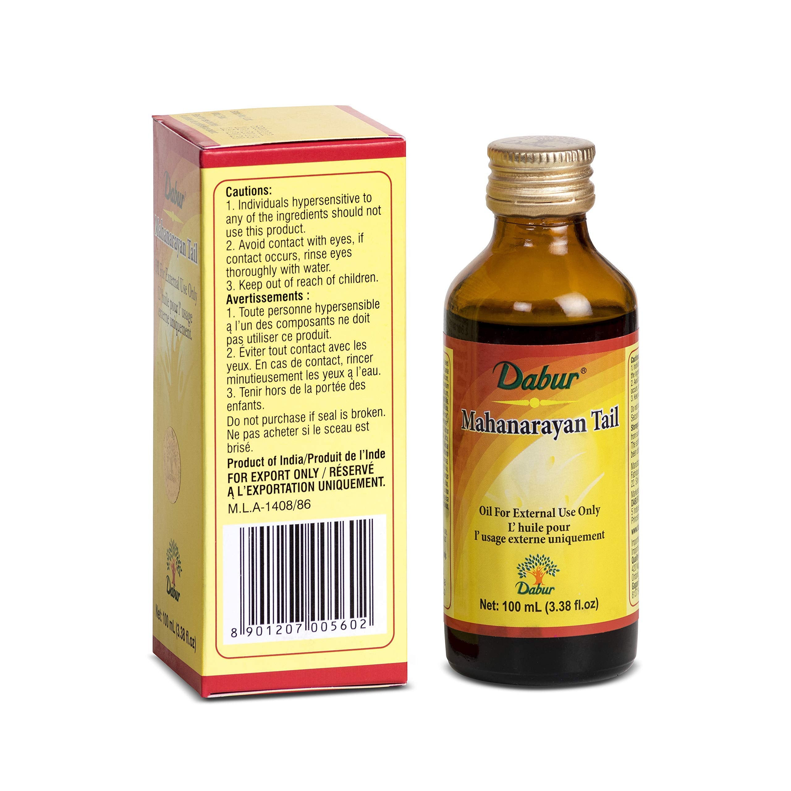 Dabur Herbal Ayurveda Mahanarayan Tail Massage Oil for Aching Joints and Muscles (100 ml / 3.38 fl oz)