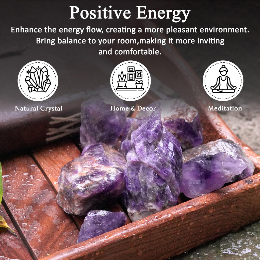 Crocon 1LB Amethyst Rough Bulk Natural Stone Raw Stone Tumbling Cabbing Polishing Mining Chakra Balancing Reiki Healing Good Luc