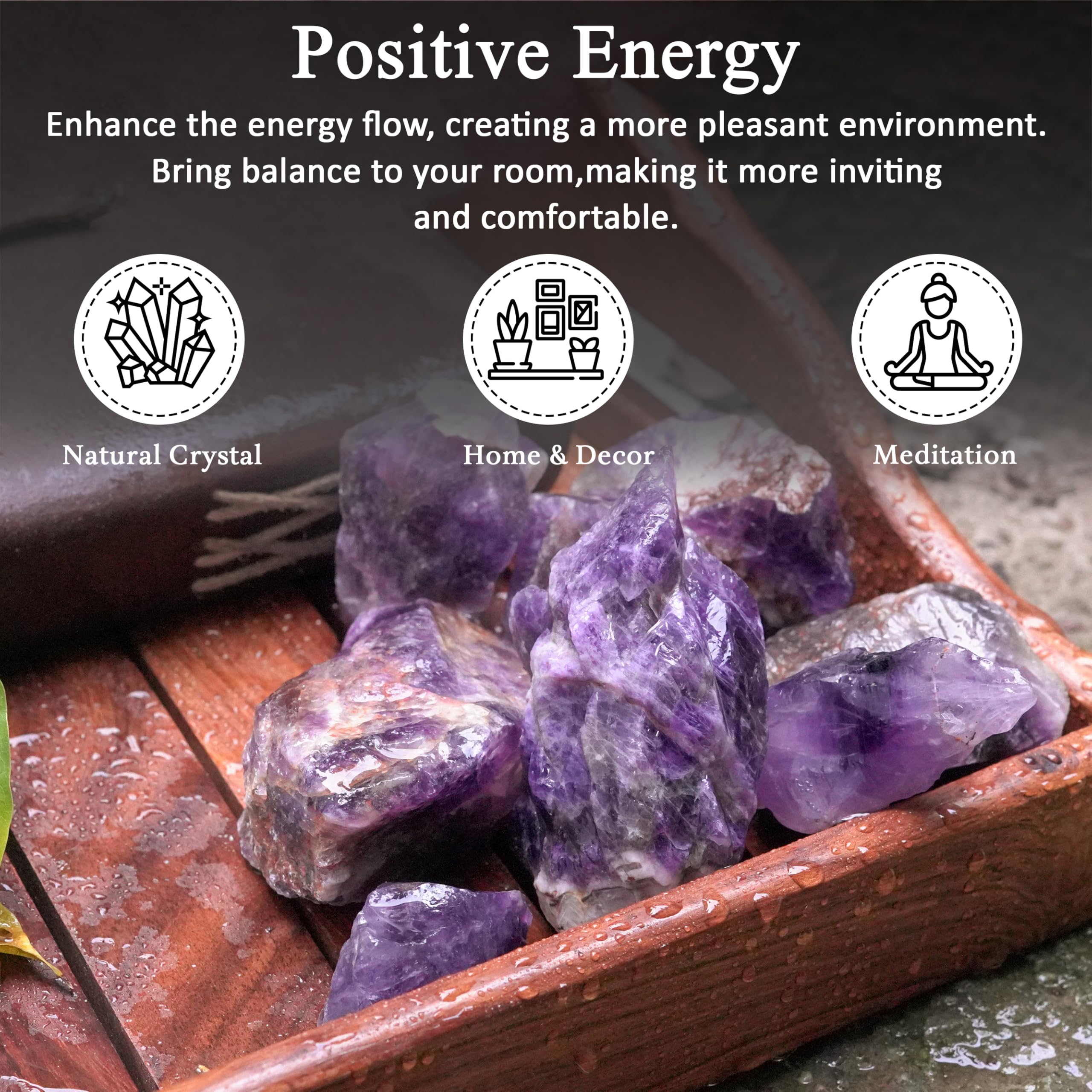 Crocon 1LB Amethyst Rough Bulk Natural Stone Raw Stone Tumbling Cabbing Polishing Mining Chakra Balancing Reiki Healing Good Luc