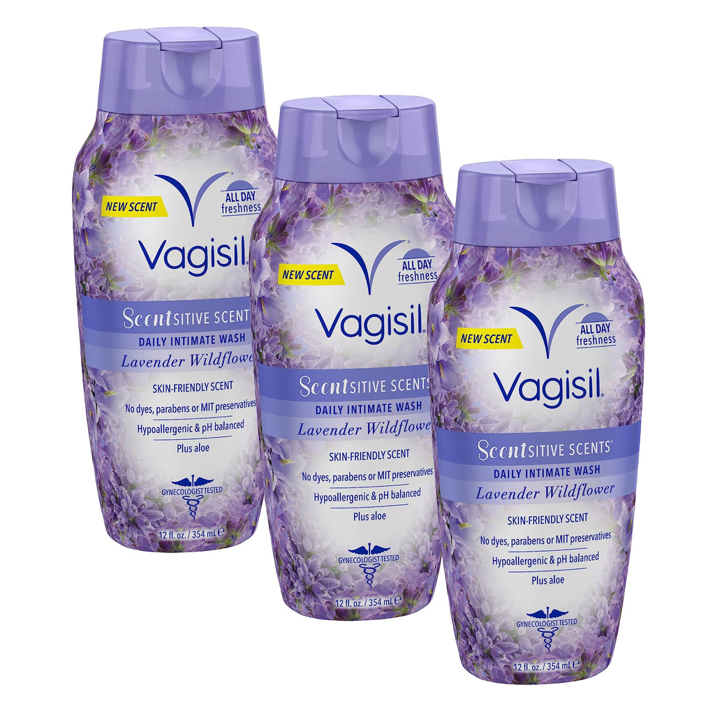 Vagisil Feminine Wash for Intimate Area Hygiene, Scentsitive Scents, pH Balanced and Gynecologist Tested, Spring Lilac, 12 oz (P