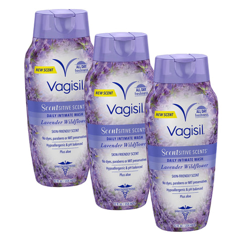 Vagisil Feminine Wash for Intimate Area Hygiene, Scentsitive Scents, pH Balanced and Gynecologist Tested, Spring Lilac, 12 oz (P