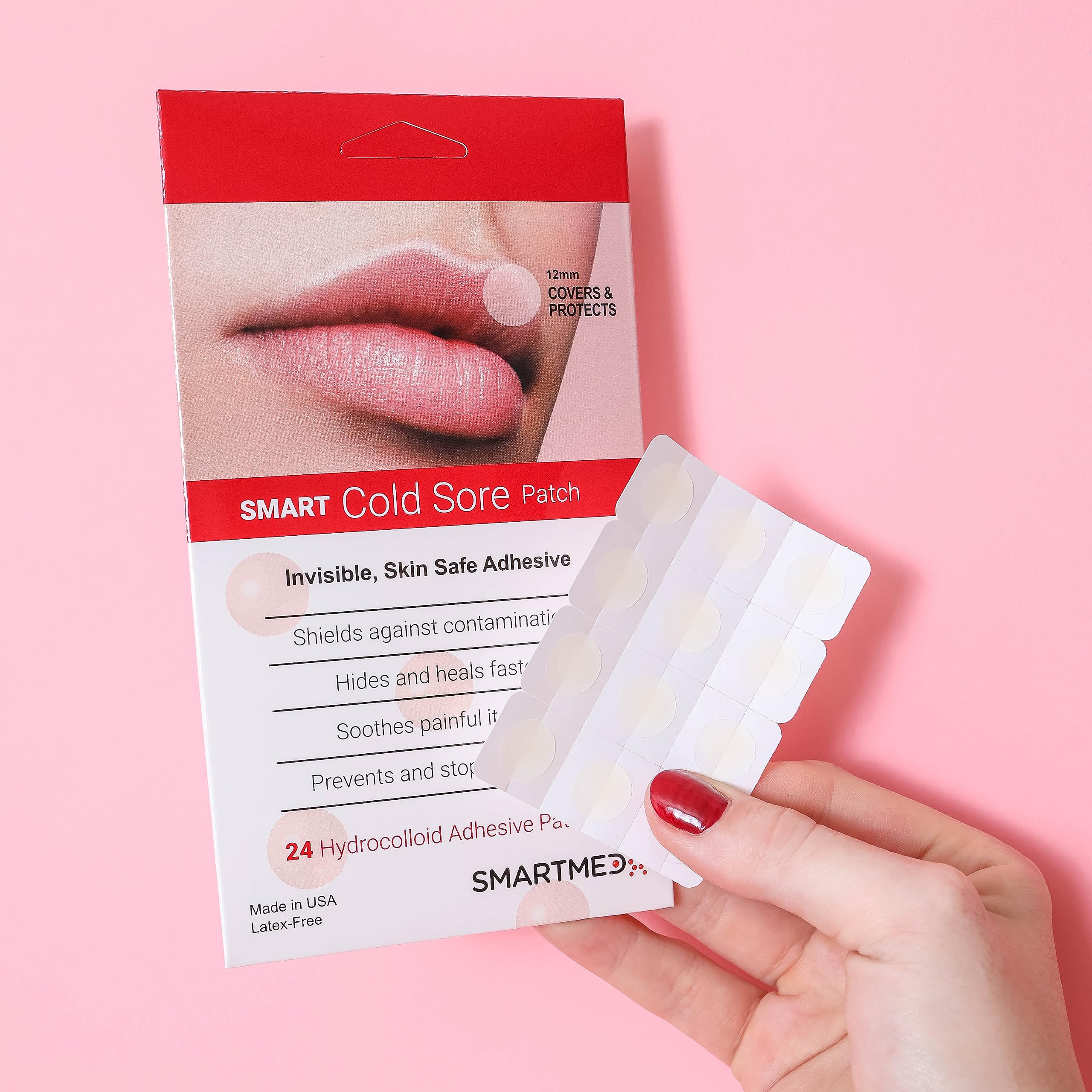 SMARTMED Smart Cold Sore Treatment Patch Help Prevent Breakouts, Soothe Itching and Burning | Discrete, Invisible, Skin Safe Adh