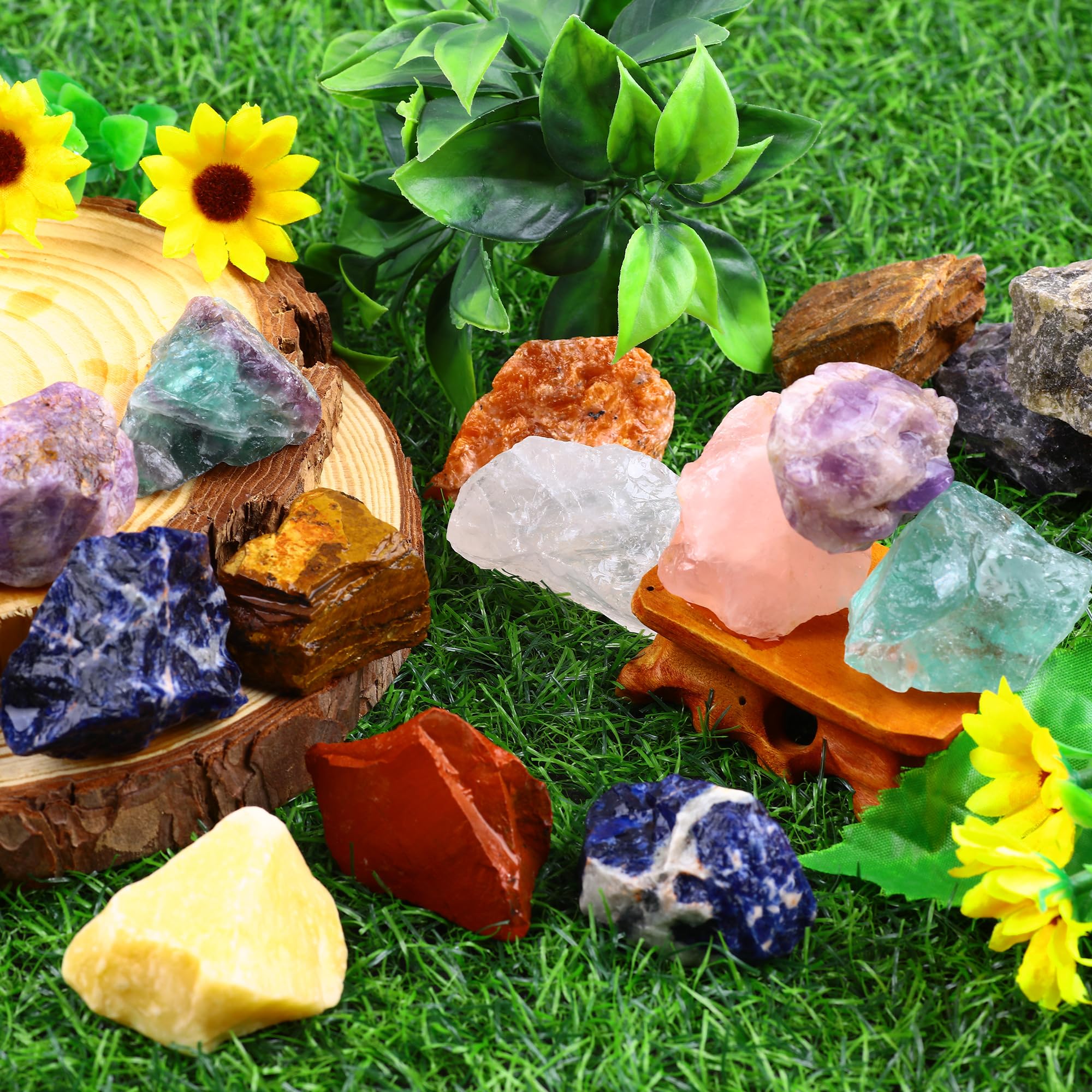 UFEEL 3 LB Bulk Rough Stone Mix Large 1 Natural Raw Crystals for Tumbling Cabbing Polishing Wire Wrapping